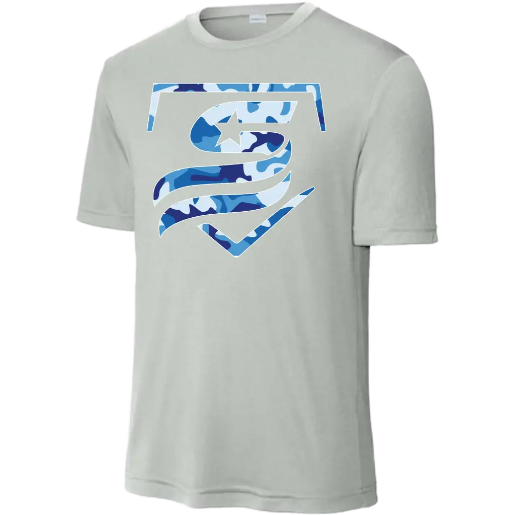 USSSA Blue Camo Crew Neck (Blue, Youth X-Small)