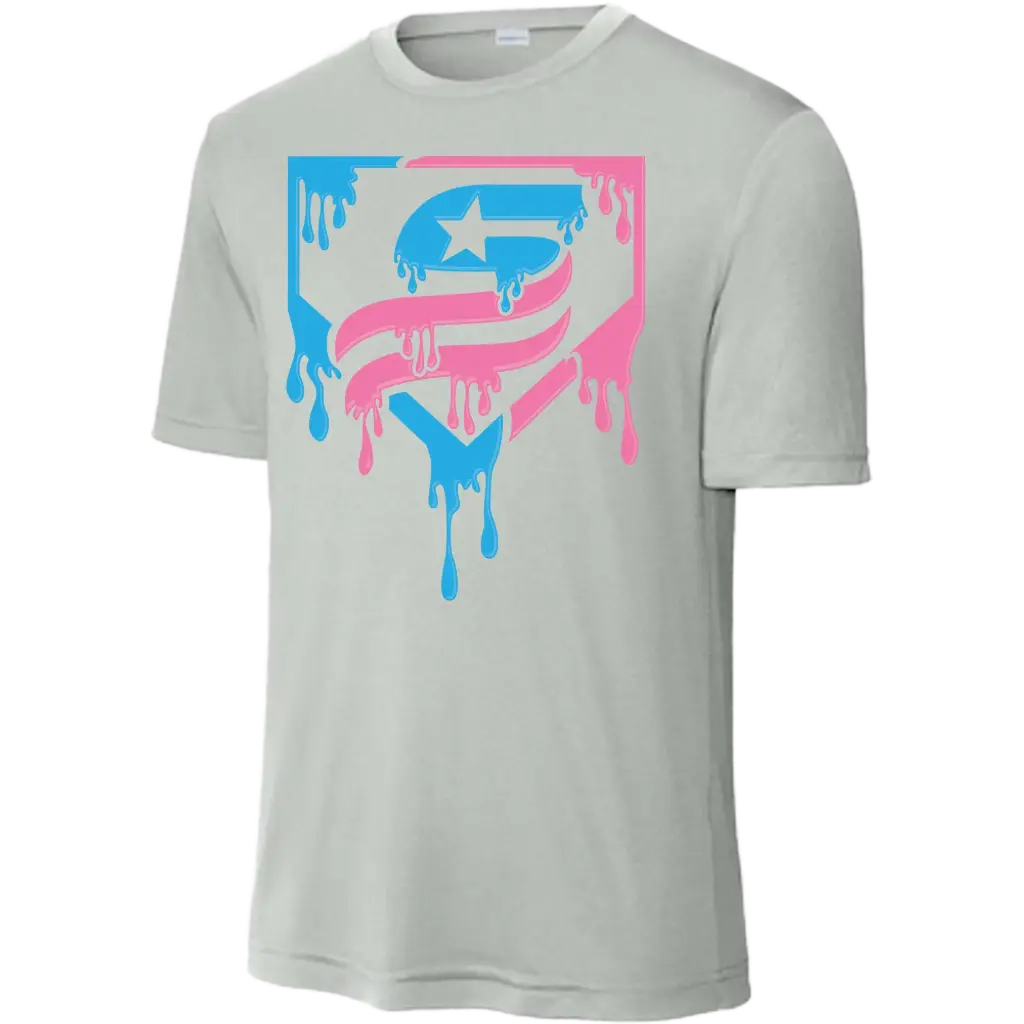 USSSA Pink & Blue Drip Crew Neck (Blue, Youth X-Small)