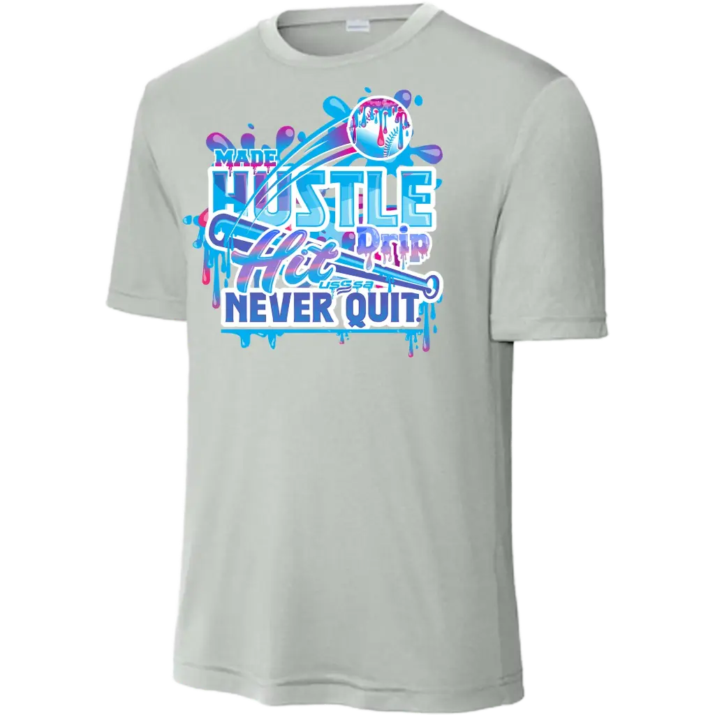 Hustle, Hit, Never Quit Crew Neck (Blue, Youth X-Small)